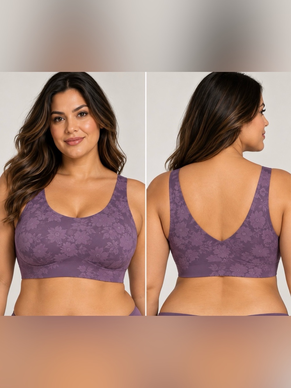 Evelyn & Bobbie Ultra Lift Defy Seamless Bra Amethyst Lace Size 2XL- A587086